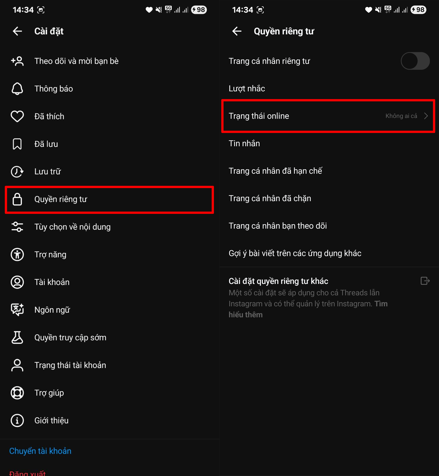 Cách Tắt Trạng Thái Online Trên Threads Cách Tắt Trạng Thái Online Trên Threads