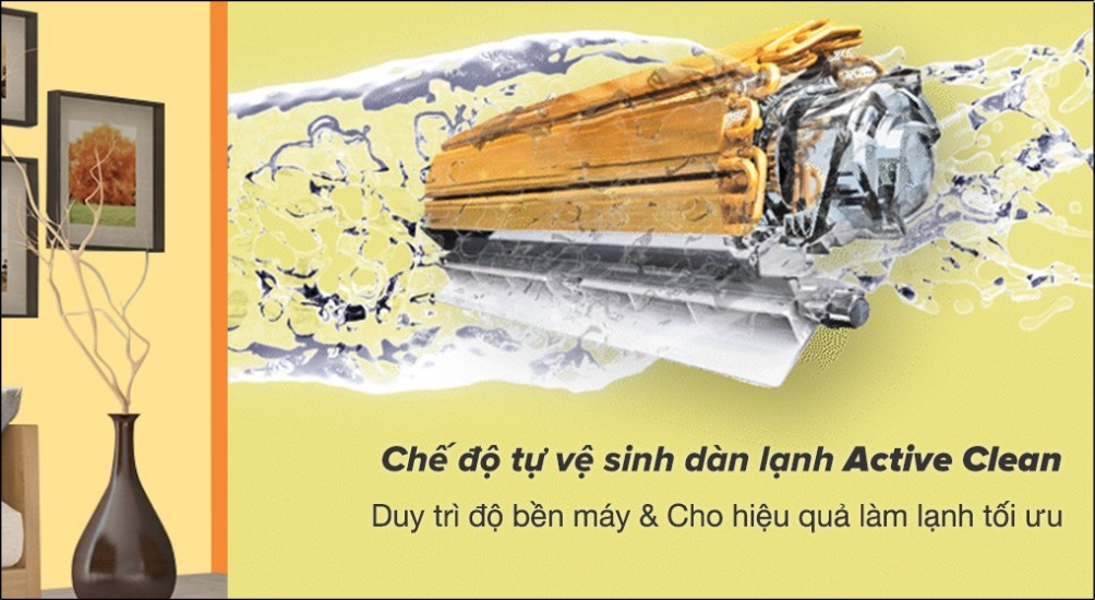 Active Clean là công nghệ tự động làm sạch dàn lạnh thông qua quá trình đóng băng và làm tan băng Active Clean là công nghệ tự động làm sạch dàn lạnh thông qua quá trình đóng băng và làm tan băng