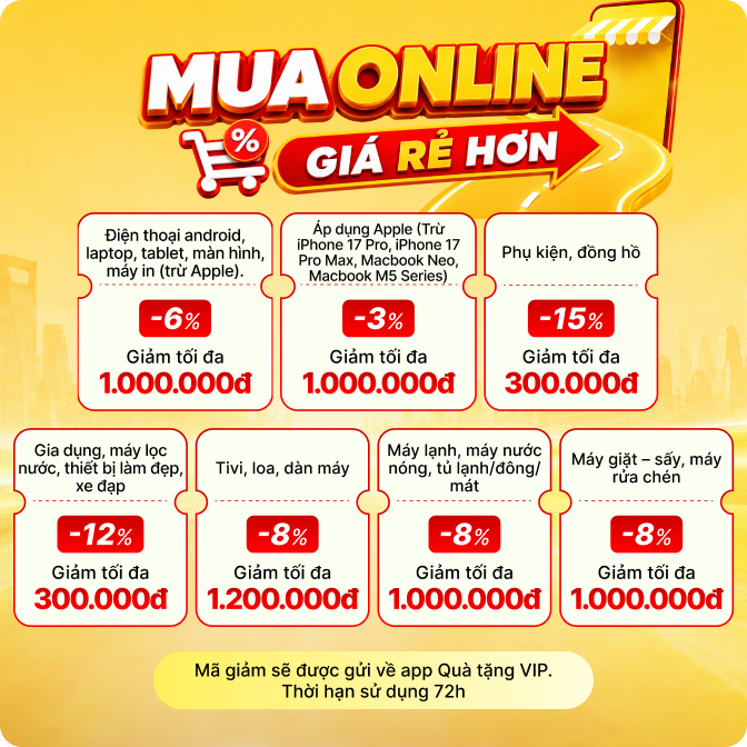 Ngày hội voucher với nhiều ưu đãi khủng, diễn ra xuyên suốt tại TGDĐ và ĐMX, săn ngay để mua hàng tiết kiệm hơn nhé Ngày hội voucher với nhiều ưu đãi khủng, diễn ra xuyên suốt tại TGDĐ và ĐMX, săn ngay để mua hàng tiết kiệm hơn nhé