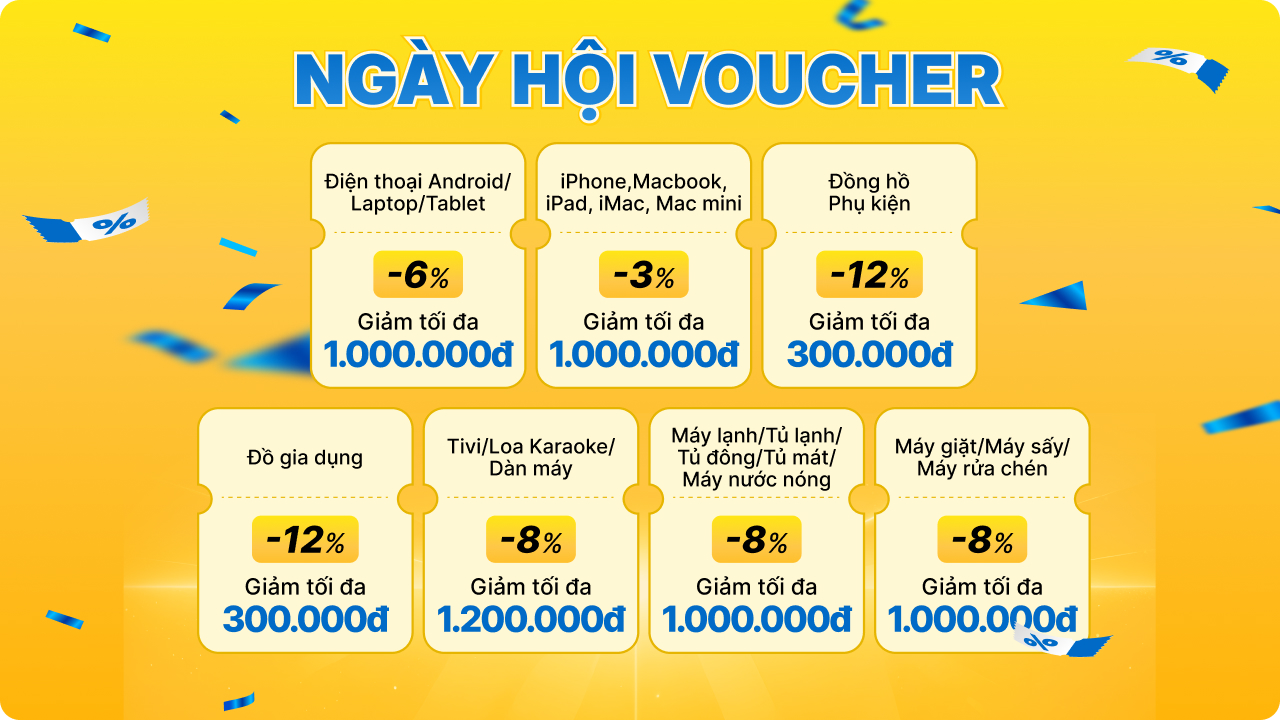 Ngày Hội Voucher Lần Đầu Xuất Hiện Tại Tgdđ, Săn Ngay Cơ Hội Giảm Giá Lên Đến 1.2 Triệu Cho Nhiều Sản Phẩm Điện Tử Ngày Hội Voucher Lần Đầu Xuất Hiện Tại Tgdđ, Săn Ngay Cơ Hội Giảm Giá Lên Đến 1.2 Triệu Cho Nhiều Sản Phẩm Điện Tử