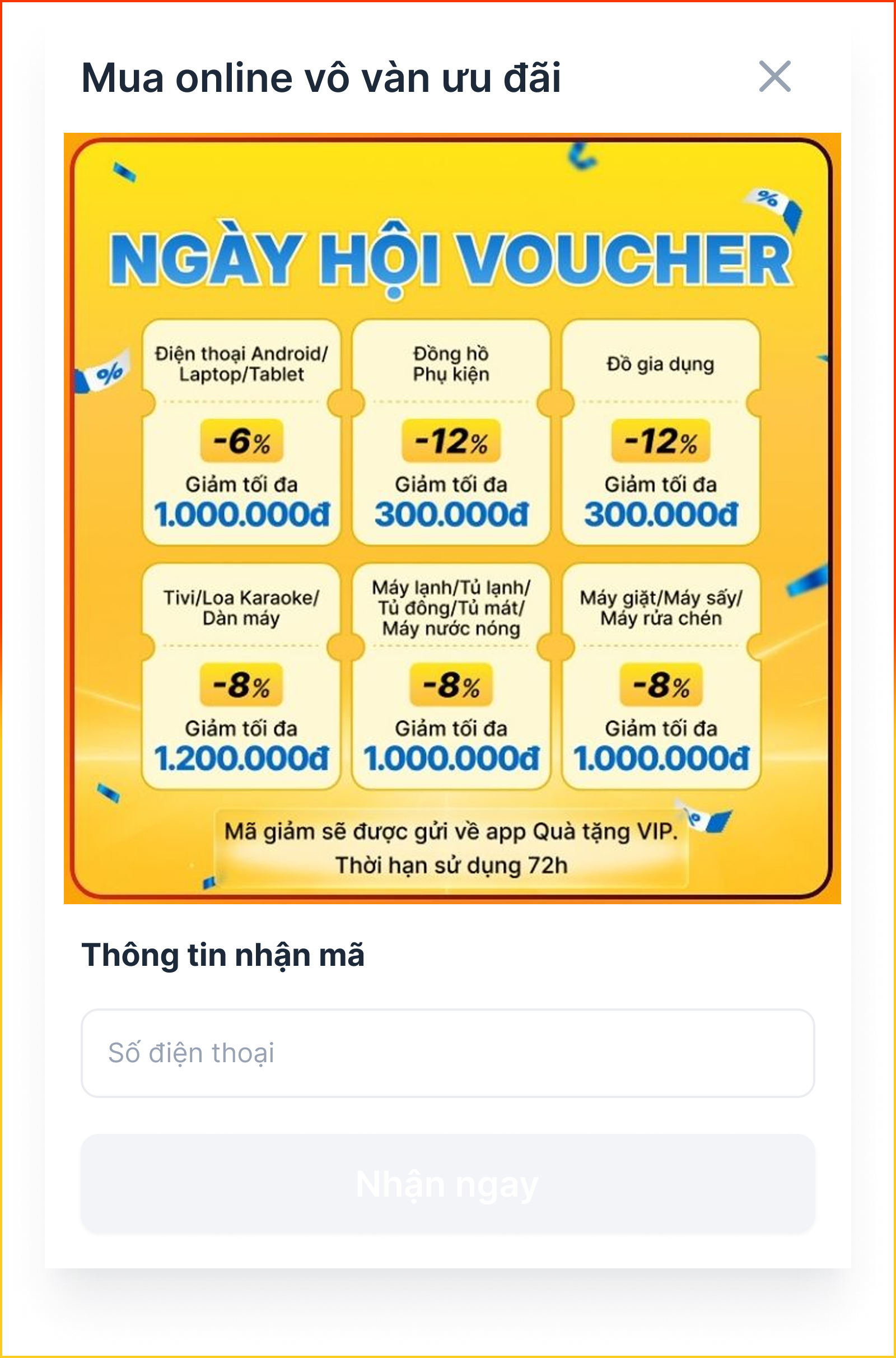 Ngày hội voucher lần đầu xuất hiện tại TGDĐ, Nhận ngay 6 PMH trị giá lên đến 4.8 Triệu cho nhiều sản phẩm điện tử