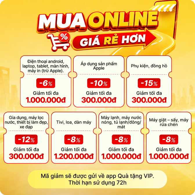 Ngày hội voucher với nhiều ưu đãi khủng, diễn ra xuyên suốt tại TGDĐ và ĐMX, săn ngay để mua hàng tiết kiệm hơn nhé