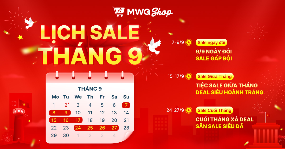 Lịch sale tháng 9 Lịch sale tháng 9