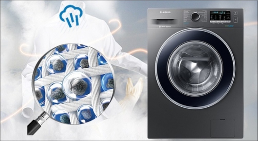 Nguyên lý hoạt động của công nghệ giặt hơi nước Steam là dùng hơi nước nóng để phun nhẹ nhàng vào quần áo