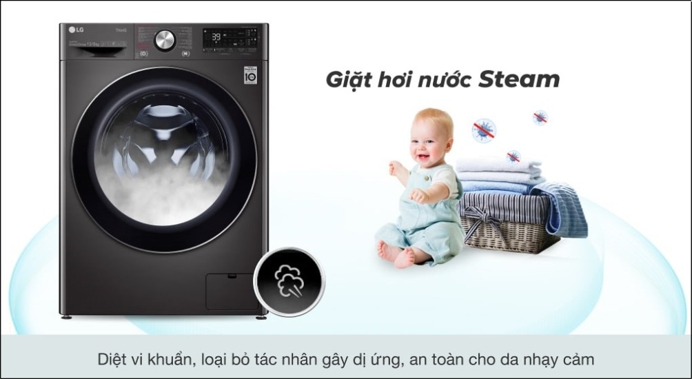 Gia đình có trẻ nhỏ hoặc nhiều thành viên nên cân nhắc lựa chọn các dòng máy giặt có công nghệ giặt hơi nước Steam