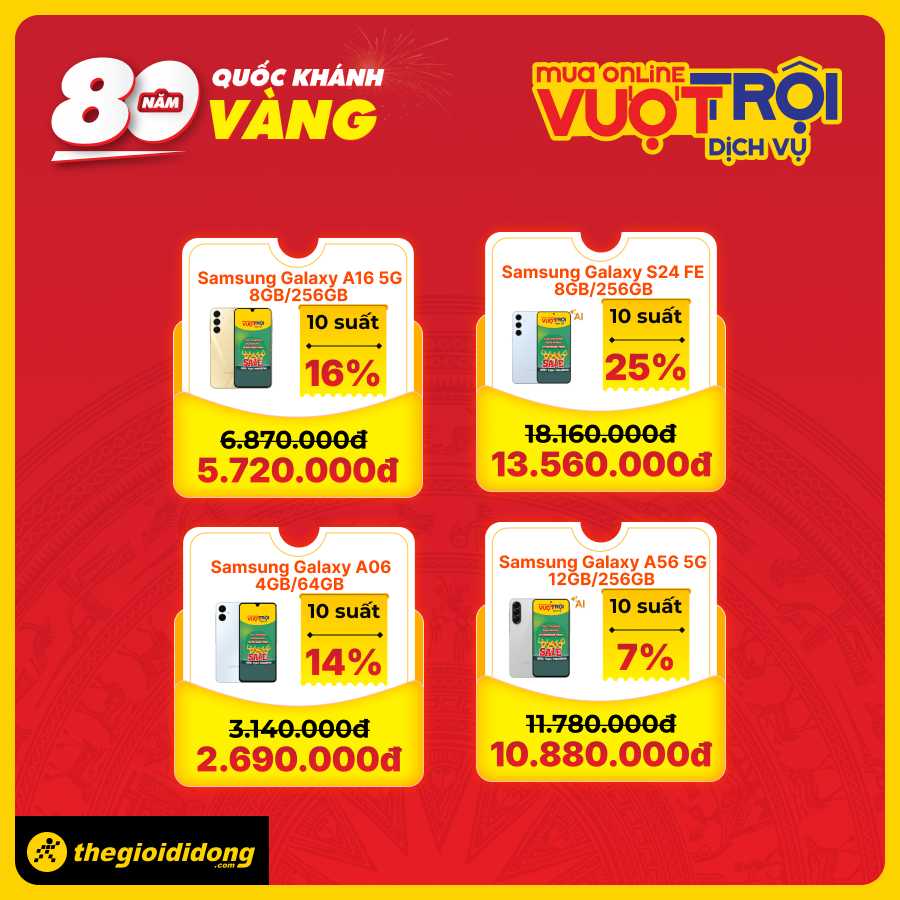 Mừng Tết Độc Lập - 80 Năm Rực Rỡ: Săn Deal Công Nghệ Giảm Sốc Đến 50% Mừng Tết Độc Lập - 80 Năm Rực Rỡ: Săn Deal Công Nghệ Giảm Sốc Đến 50%