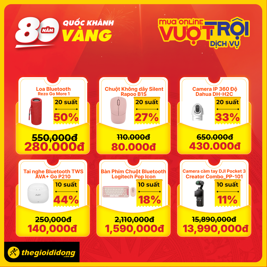 Mừng Tết Độc Lập - 80 Năm Rực Rỡ: Săn Deal Công Nghệ Giảm Sốc Đến 50% Mừng Tết Độc Lập - 80 Năm Rực Rỡ: Săn Deal Công Nghệ Giảm Sốc Đến 50%