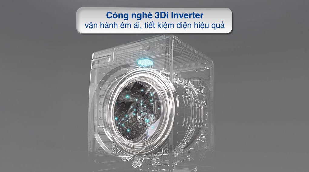 3Di Inverter vận hành êm ái, tiết kiệm điện, bền bỉ 12 năm, vắt 1400 vòng/phút khô nhanh