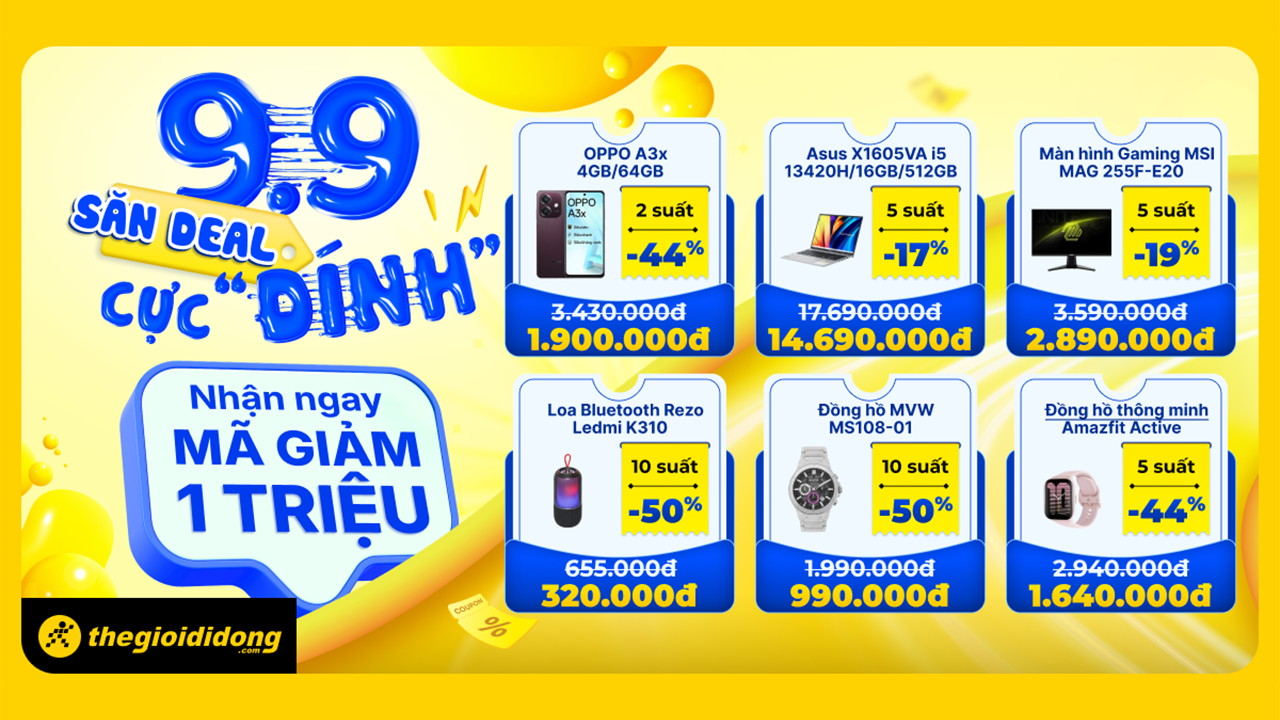 Tưng Bừng Ưu Đãi Ngày Đôi 9/9 – Săn Deal Công Nghệ, Nhận Ngay Pmh Lên Tới 1 Triệu Tưng Bừng Ưu Đãi Ngày Đôi 9/9 – Săn Deal Công Nghệ, Nhận Ngay Pmh Lên Tới 1 Triệu