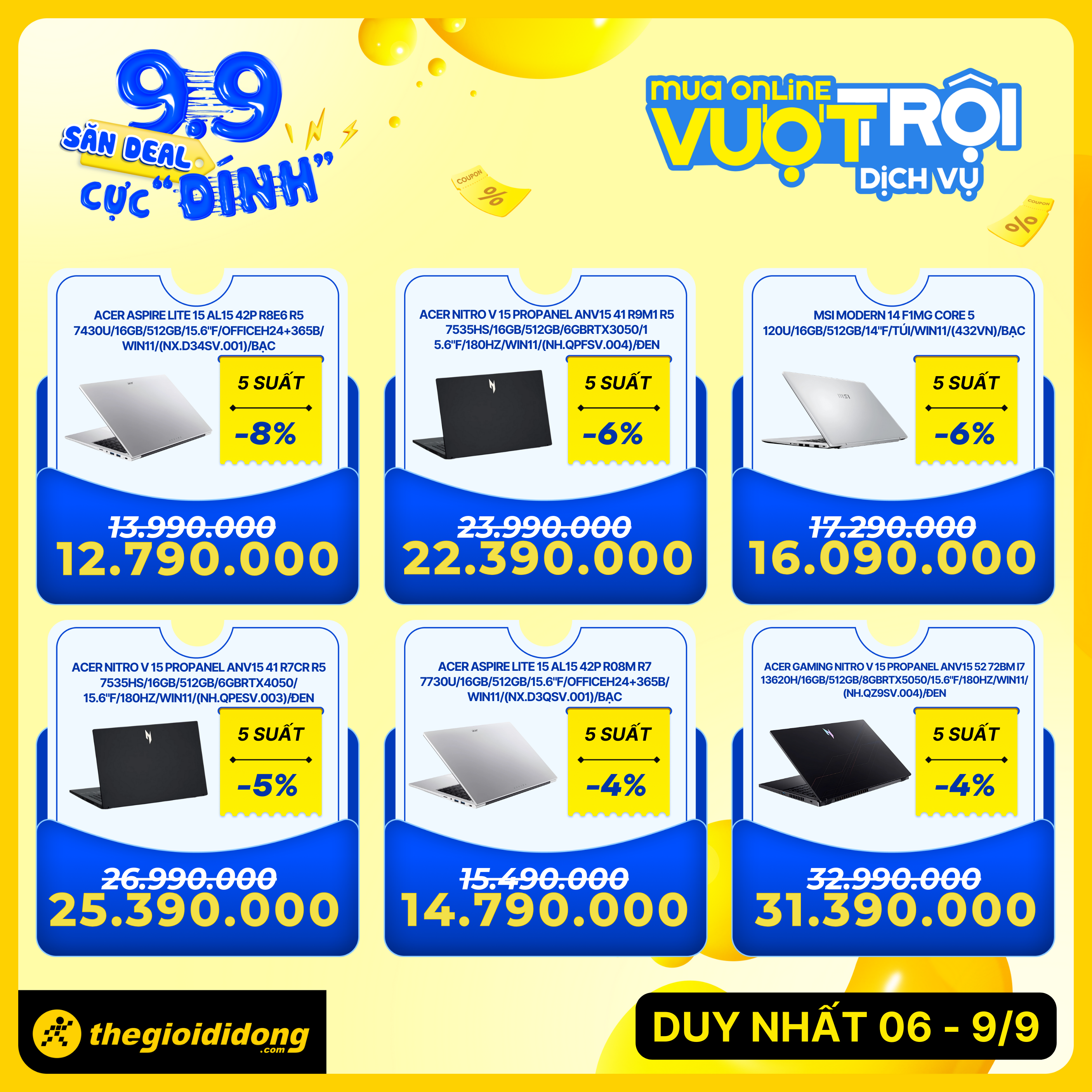 Tưng Bừng Ưu Đãi Ngày Đôi 9/9 – Săn Deal Công Nghệ, Nhận Ngay Pmh Lên Tới 1 Triệu Tưng Bừng Ưu Đãi Ngày Đôi 9/9 – Săn Deal Công Nghệ, Nhận Ngay Pmh Lên Tới 1 Triệu