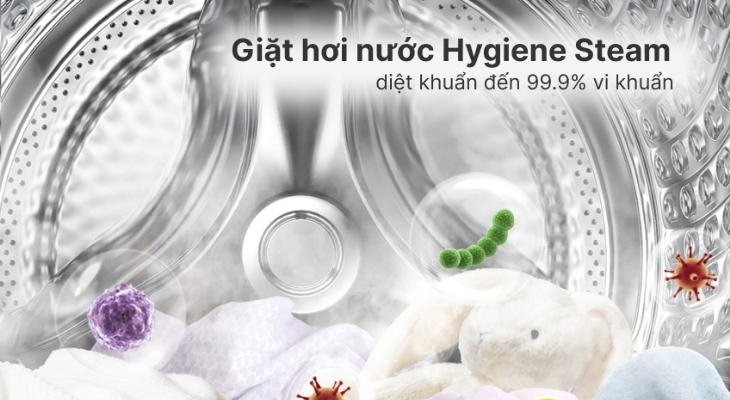 Công nghệ Hygiene Steam có khả năng diệt khuẩn sâu đến 99,9%