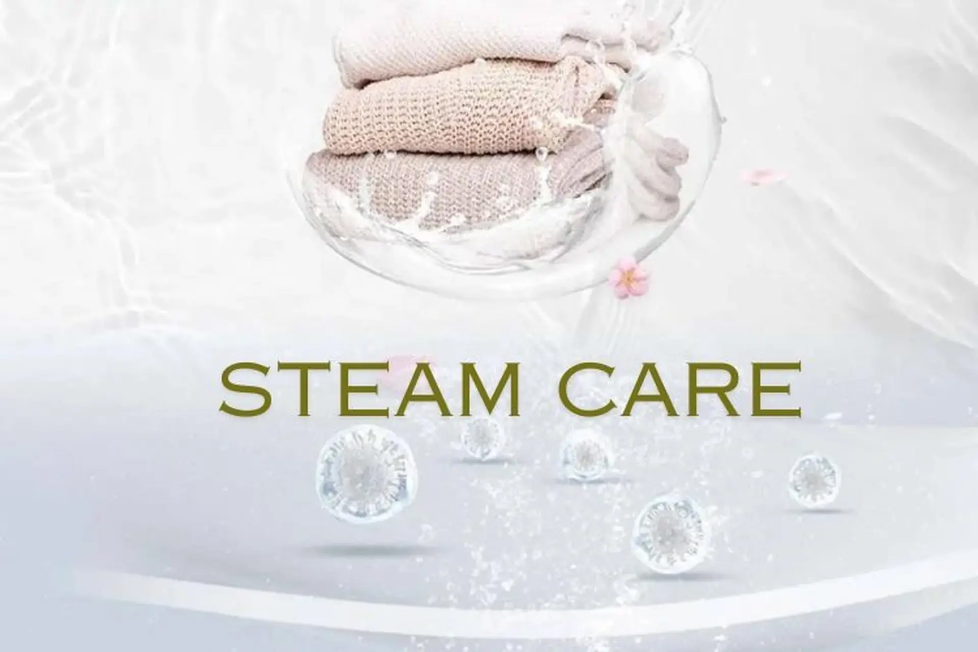 Steam Care phun hơi nước nóng vào lồng giặt, giúp làm mềm, giảm nhăn và diệt khuẩn quần áo