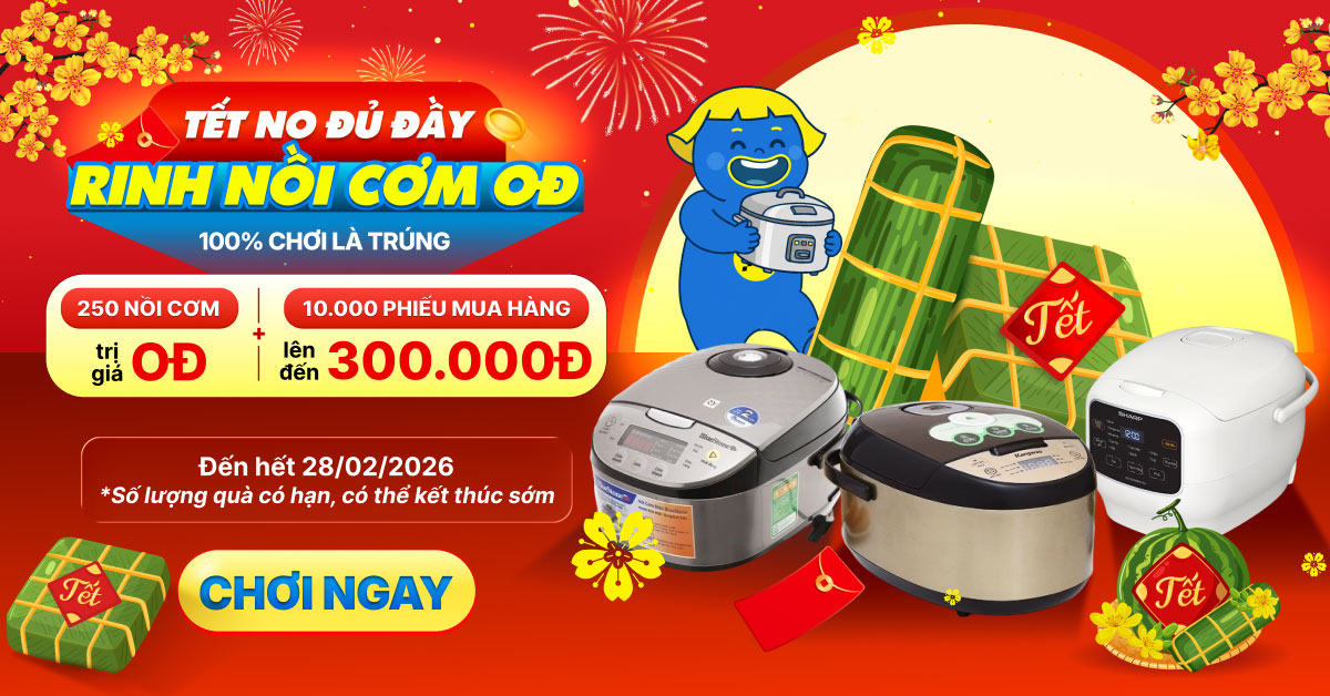 Tết no đủ đầy - Rinh nồi cơm 0Đ về bếp! Săn voucher 12% game Chọn Lộc Đầu Xu&acirc;n tại Điện m&aacute;y XANH