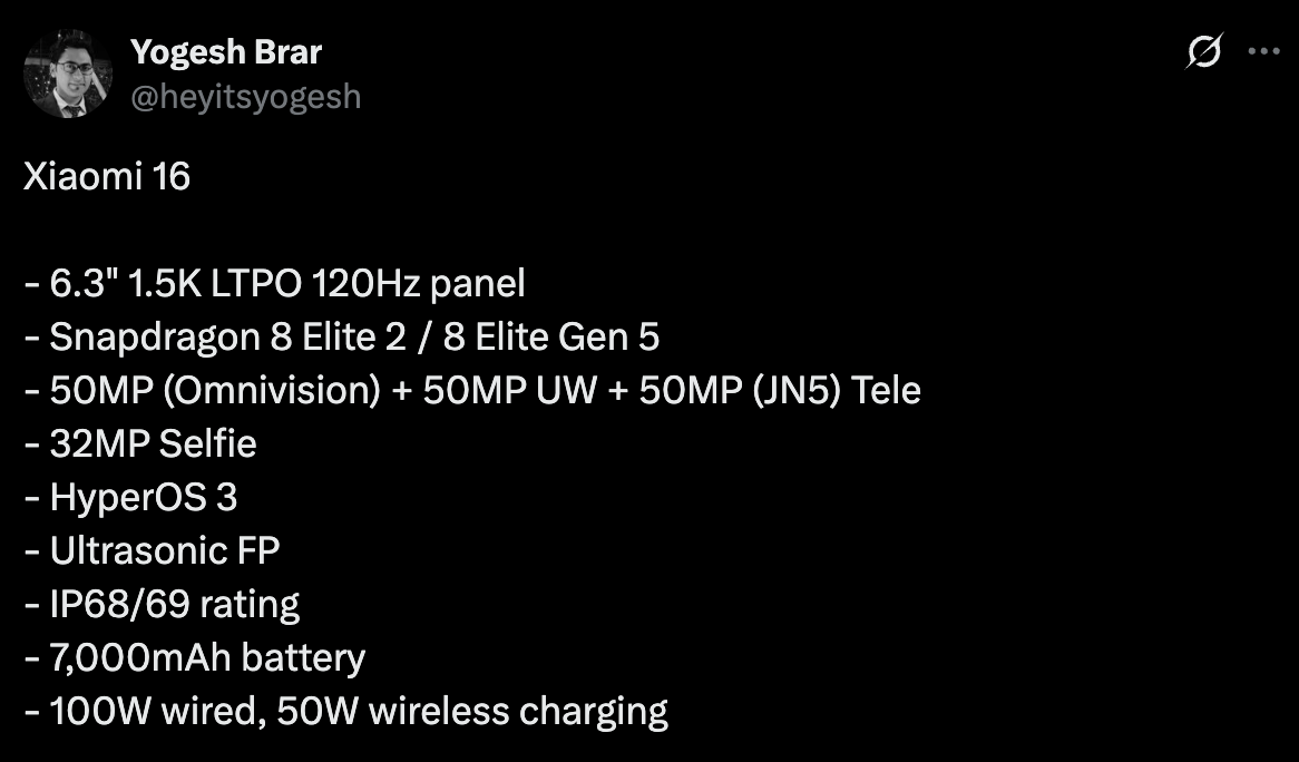 Xiaomi 16 Xiaomi 16
