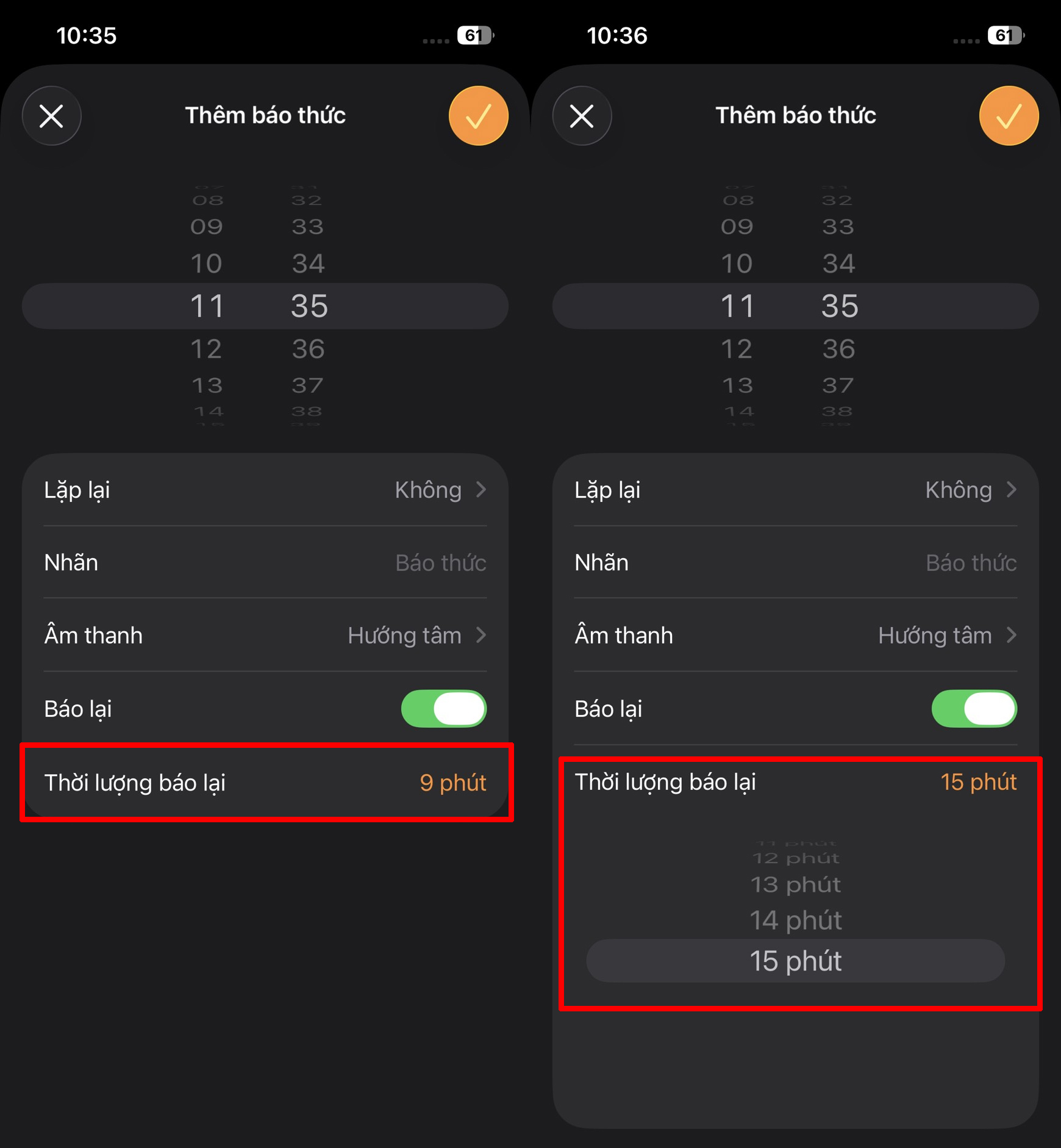 Cách chỉnh thời gian lặp lại báo thức trên iOS 26