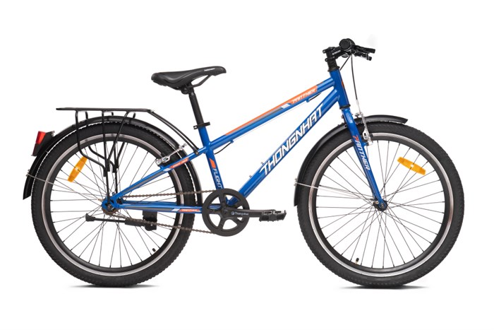 Xe đạp địa hình MTB Thống Nhất 24-03 24 inch màu đen đỏ, khung thép chắc chắn, bánh 24 inch lốp gai