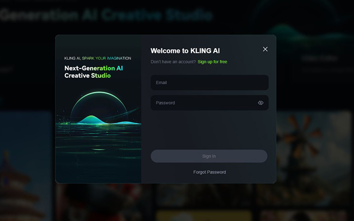 Quy trình đăng ký tài khoản Kling AI khá đơn giản