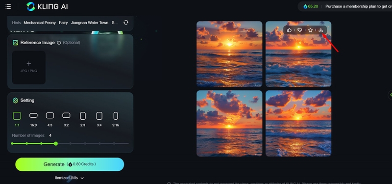 Tạo hình ảnh (Text-to-Image): Chọn ảnh > Nhấn Download