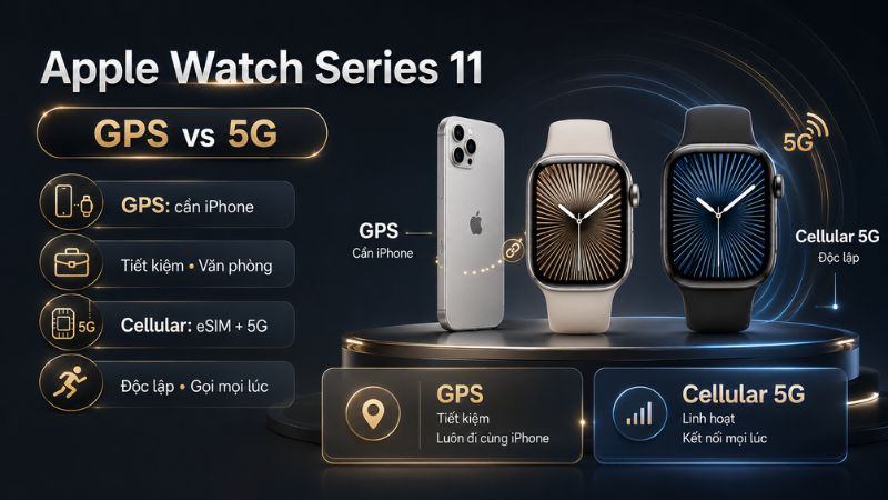 So sanh Apple Watch Series 11 ban GPS va ban Cellular 5G So sanh Apple Watch Series 11 ban GPS va ban Cellular 5G