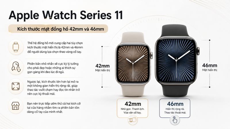 Apple Watch Series 11 voi hai tuy chon kich thuoc mat hien thi 42mm va 46mm Apple Watch Series 11 voi hai tuy chon kich thuoc mat hien thi 42mm va 46mm