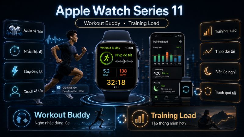 Apple Watch Series 11 co Workout Buddy va Training Load cho nguoi tap luyen Apple Watch Series 11 co Workout Buddy va Training Load cho nguoi tap luyen