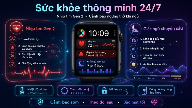 Các cảm biến và tính năng theo dõi sức khỏe chuyên sâu trên Apple Watch SE 3