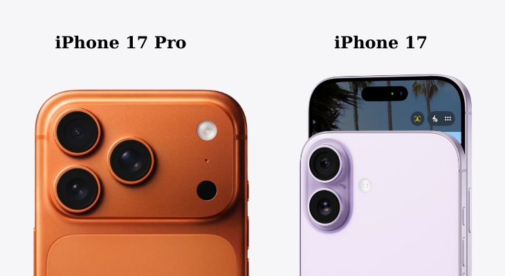 iPhone 17 sở hữu hệ thống camera kép 48MP, trong khi đó iPhone 17 Pro được trang bị cụm 3 camera 48MP