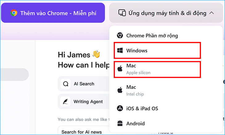 Cách cài đặt Monica trên Laptop và Macbook - Bước 1: Chọn phiên bản cài đặt cho Windows hoặc Macbook