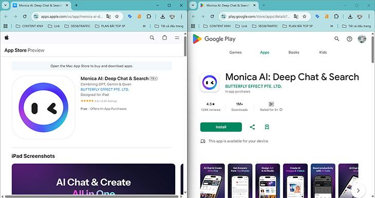Cách cài đặt Monica trên điện thoại iOS và Android: Truy cập trang tải về và chọn phiên bản iOS hoặc Android