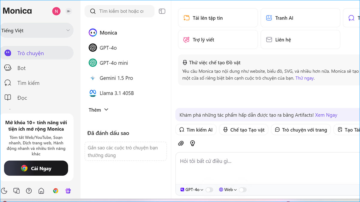 Sử dụng Monica AI cực dễ: đăng nhập, nhập câu hỏi và nhận phản hồi thông minh ngay lập tức