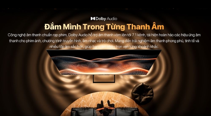 Google Tivi Coocaa 4K 55 inch 55Y84 Pro tích hợp công nghệ Dolby Audio cho âm thanh mạnh mẽ, sống động