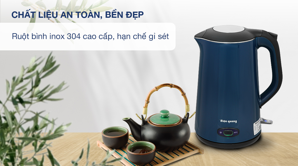 Bình đun siêu tốc Điện Quang ĐQ EKT09 1515 B KW Inox 304 có chức năng giữ ấm