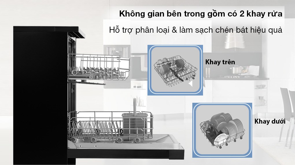 Máy rửa chén Hòa Phát có khả năng rửa theo vùng giúp tiết kiệm nước và điện năng hiệu quả