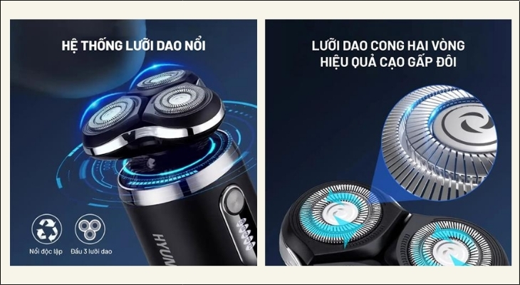 Máy cạo râu khô và ướt Hyundai PHT-083-BK sử dụng 1 lưỡi cạo duy nhất với công nghệ cạo xoay, giúp cạo sát và êm ái trên da.