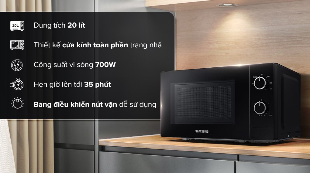 Lò vi sóng Samsung MS20A3010AL 20 lít nút vặn cơ học