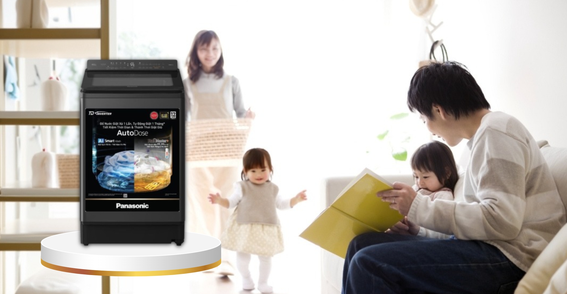 Máy giặt cao cấp Panasonic nổi bật với thiết kế hiện đại và độ bền chuẩn Nhật