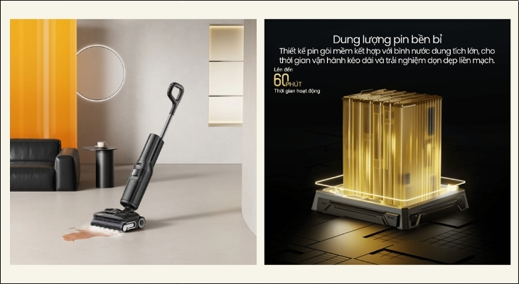 Máy hút bụi lau nhà Roborock F25 Ultra với viên pin lớn 4600 mAh
