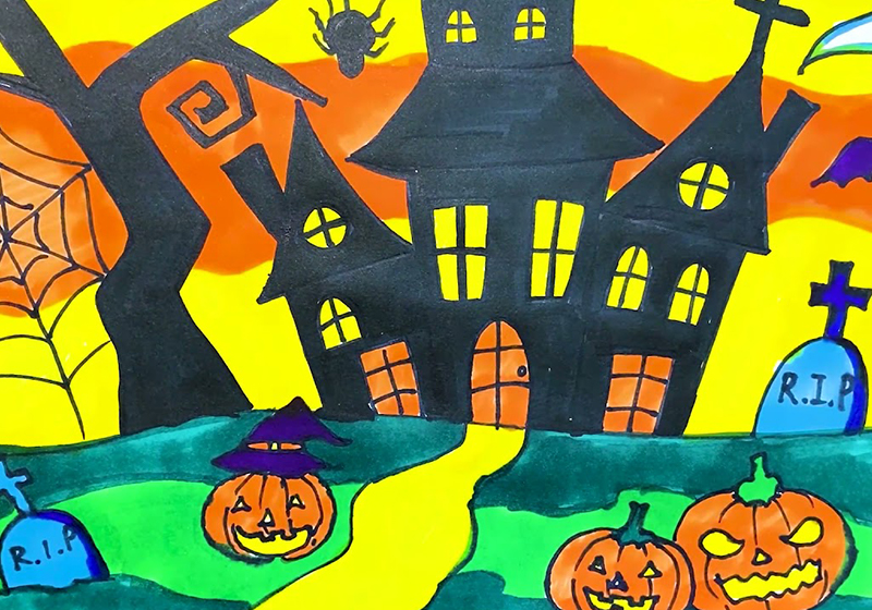 Bức tranh lễ hội Halloween sáng tạo