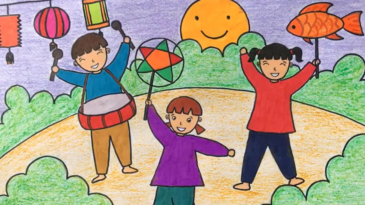 Bước 1: Lên ý tưởng tranh lễ hội