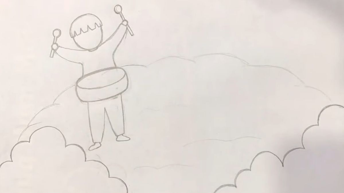 Bước 3: Phác thảo tranh vẽ lễ hội