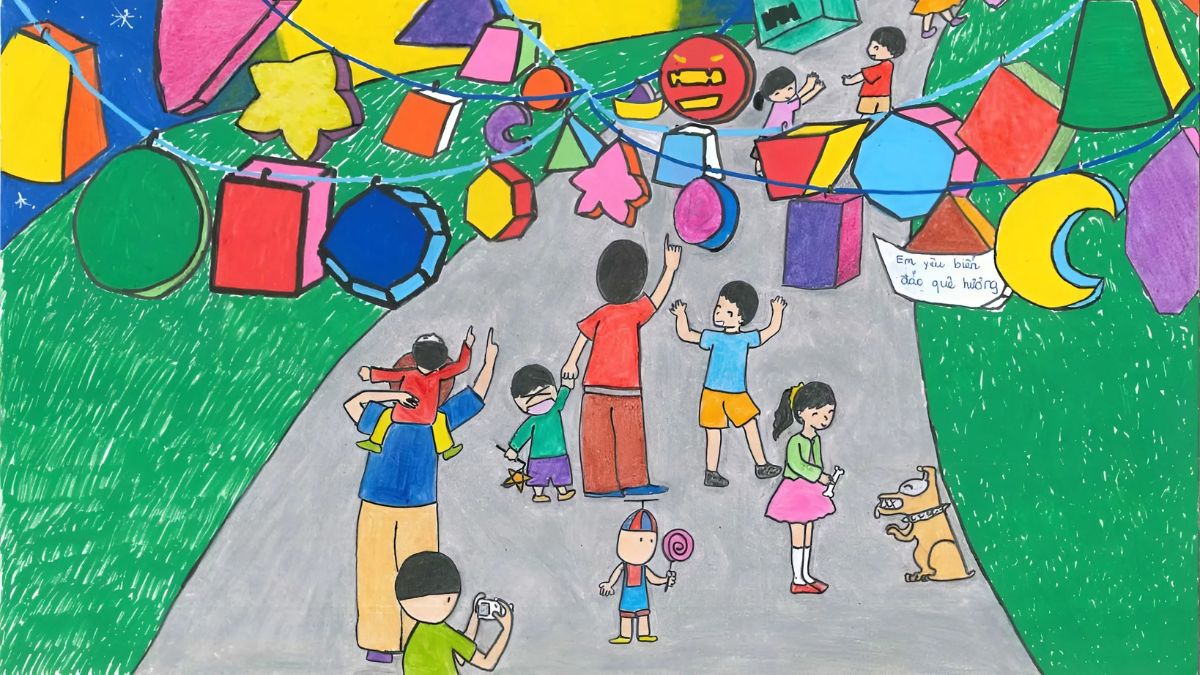 Tranh vẽ lễ hội đơn giản đẹp