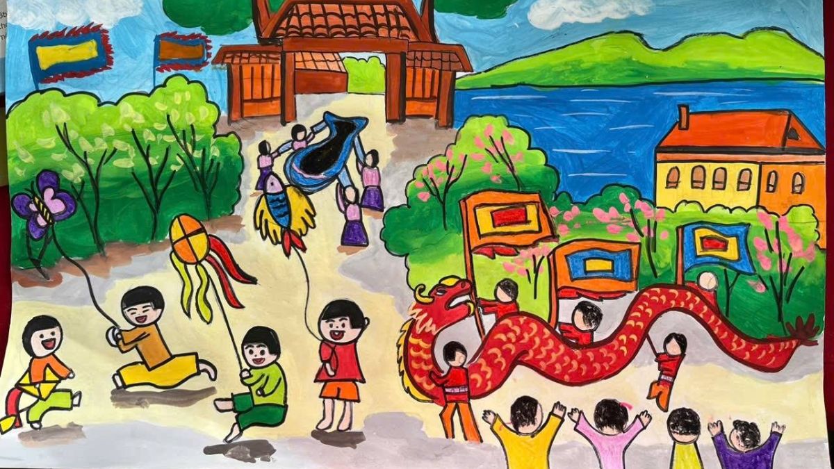 Vẽ tranh lễ hội mùa xuân