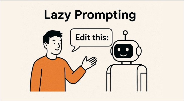 Lazy Prompting là một kiểu tạo prompt đơn giản, trực tiếp, không cung cấp nhiều dữ kiện cho AI