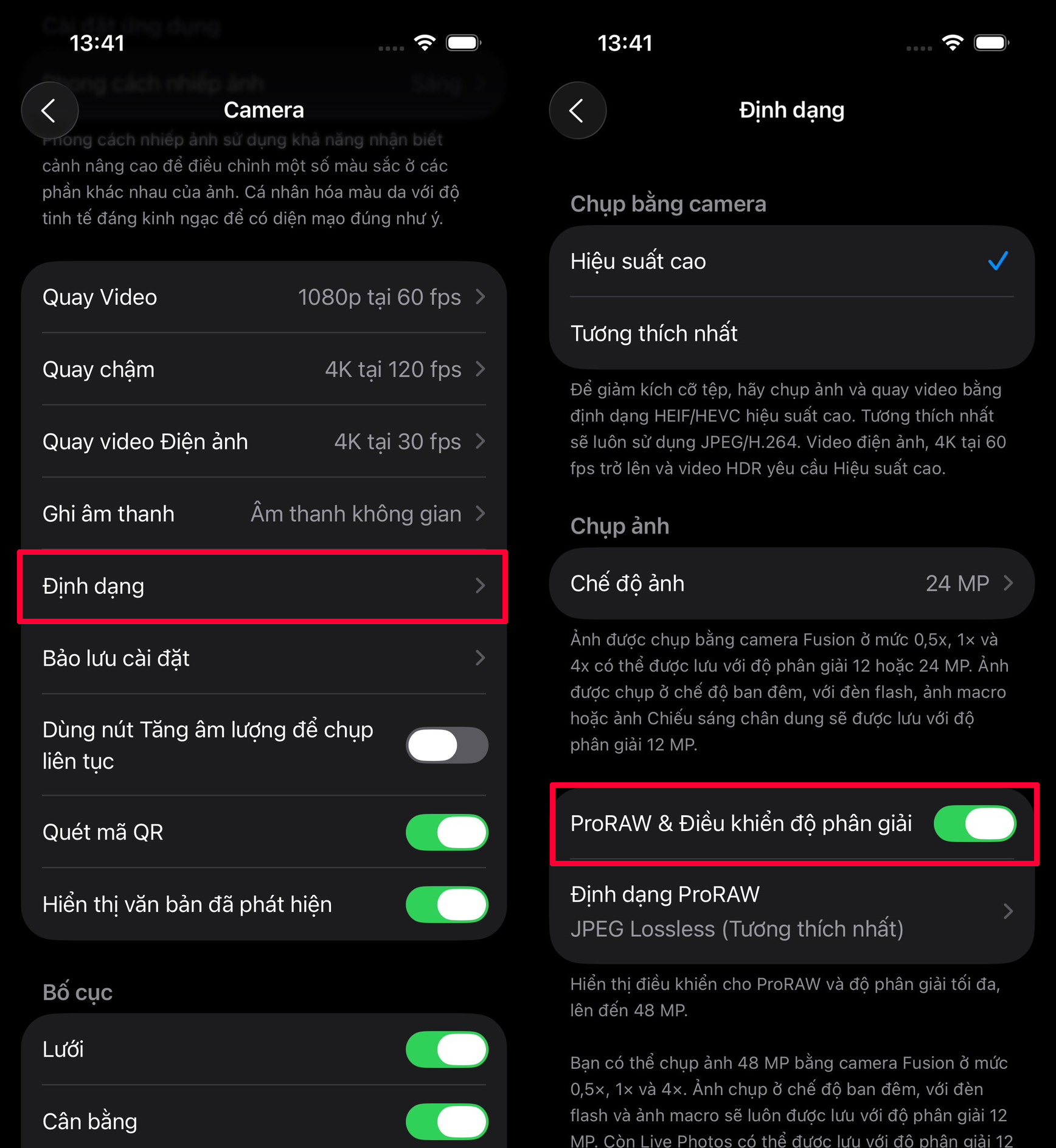 Cách bật ProRAW trên iPhone 17 Series