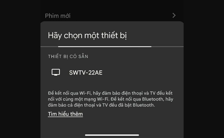 Chọn tivi để kết nối với Google TV