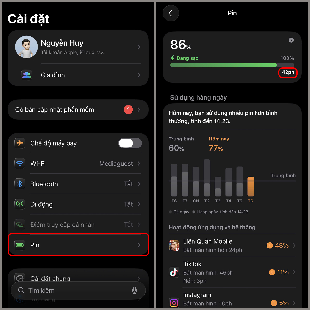 Cách xem thời gian sạc đầy pin iPhone trên iOS 26 Cách xem thời gian sạc đầy pin iPhone trên iOS 26