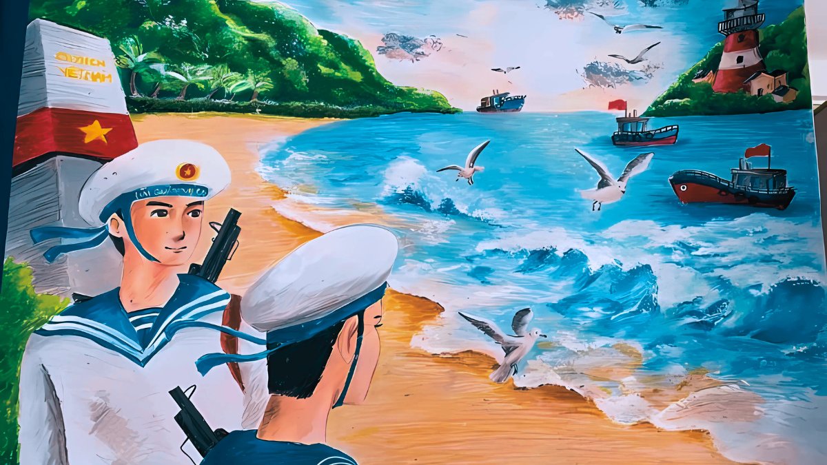 Mẫu tranh em yêu Tổ Quốc Việt Nam