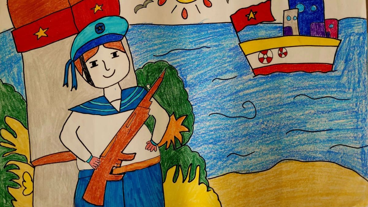 Mẫu tranh em yêu Tổ Quốc Việt Nam