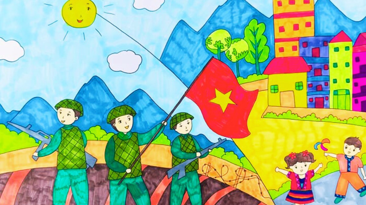 Mẫu tranh em yêu Tổ Quốc Việt Nam