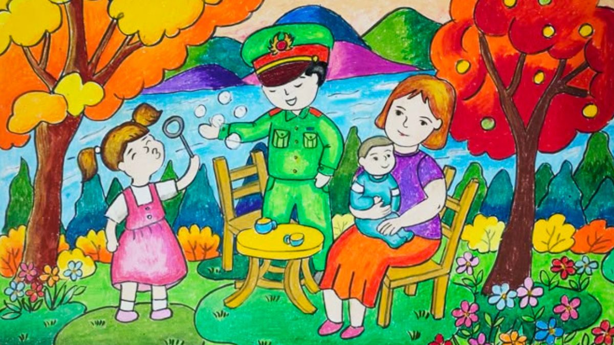 Mẫu tranh em yêu Tổ Quốc Việt Nam